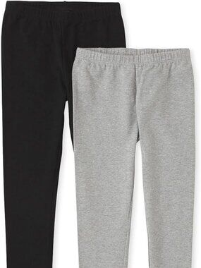The Childrens Place Girls Full Length Leggings 2 Pack Size S 5-6 Black Gray